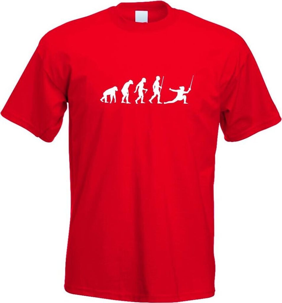 Kiwistar - T-Shirt - rot - Fechten Degen Evolution Motiv Bedruckt Funshirt Design Print - mit Motiv Bedruckt - Funshirt Design - Sport - Freizeit -...