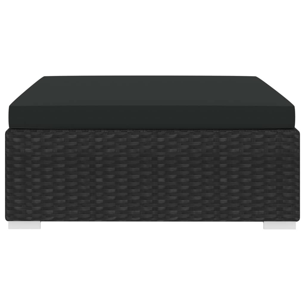 Hochwertigen Möbel Gartensofas - Schwarz Modular-Fußhocker 1er-set mit Kissen Poly-Rattan Schwarz NEU7921166
