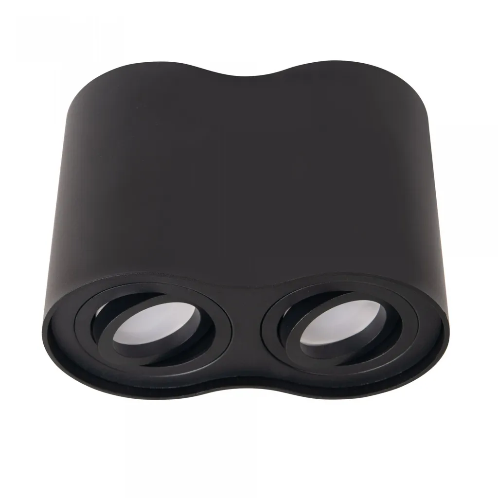 Plafonnier double spot noir en métal BASIC ROUND pour ampoules GU10 - 4