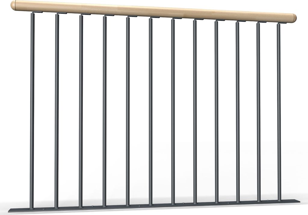 Dolle Brüstungsgeländer 1,5m lang Buche, geölt mit Einzelstäben für Spindeltreppe Winnipeg