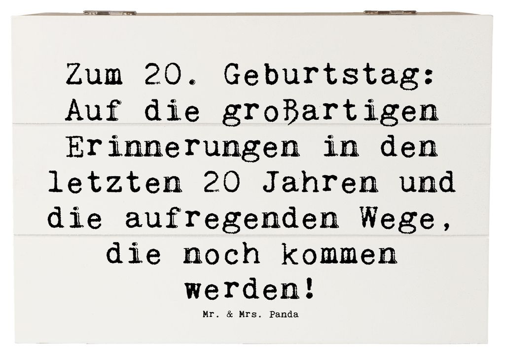 Mr. & Mrs. Panda Box Spruch 20. Geburtstag 22 x 15 cm - Weiß - Geschenk, Freund, Geburtstagsgeschenk, großartige Erinnerungen, schatztruhe, aufre...