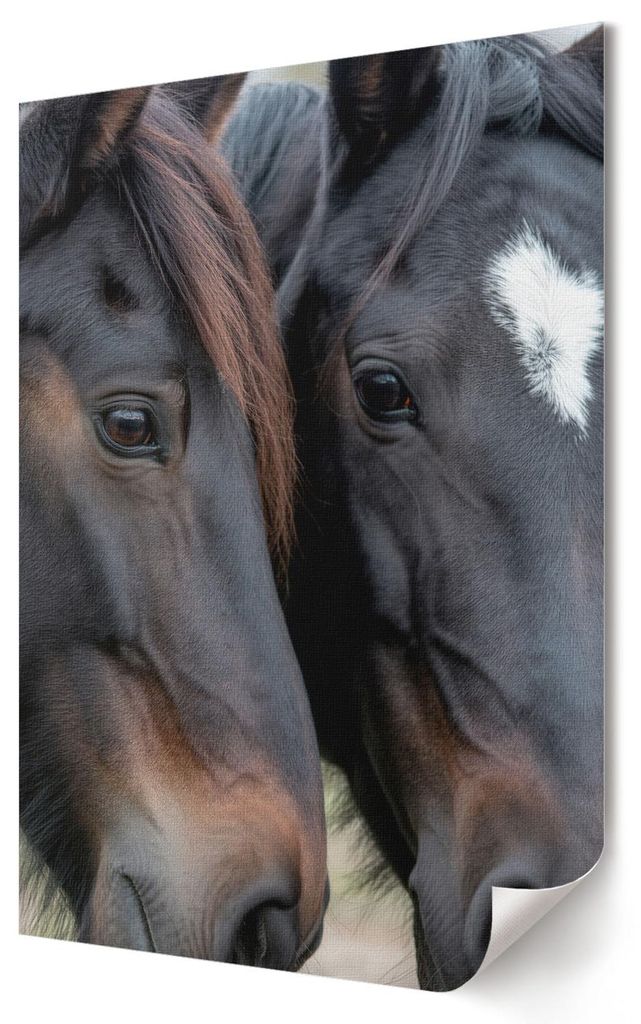 Zwei Pferde- Kunstdruck A4 - Klassisch, romantisch- Wandbild für Wohnzimmer Schlafzimmer & Flur, Modernes Poster Wanddeko, Ungerahmt