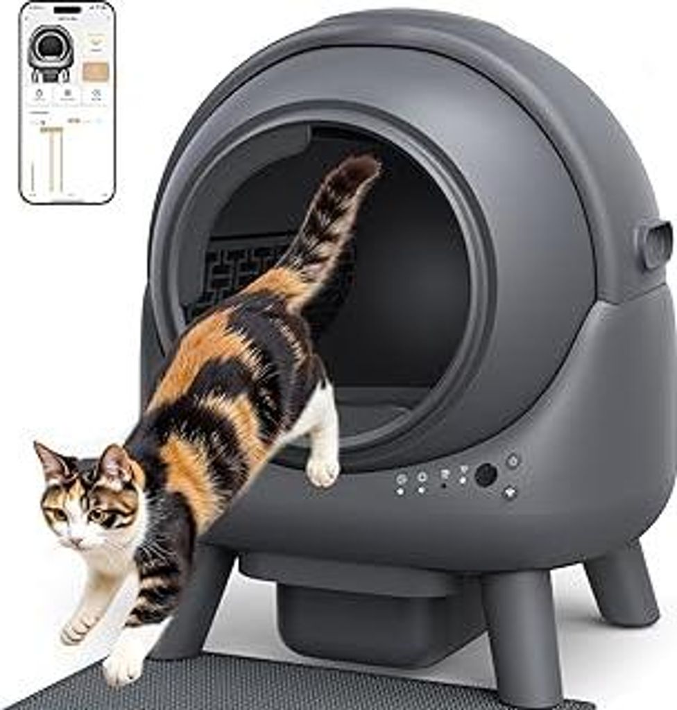 Katzenklo Selbstreinigend FEELNEEDY 65L Elektrische Automatische Katzentoilette, APP-gesteuert, Sicherheitssensoren, Geruchskontrolle, EIN gutes Hi...
