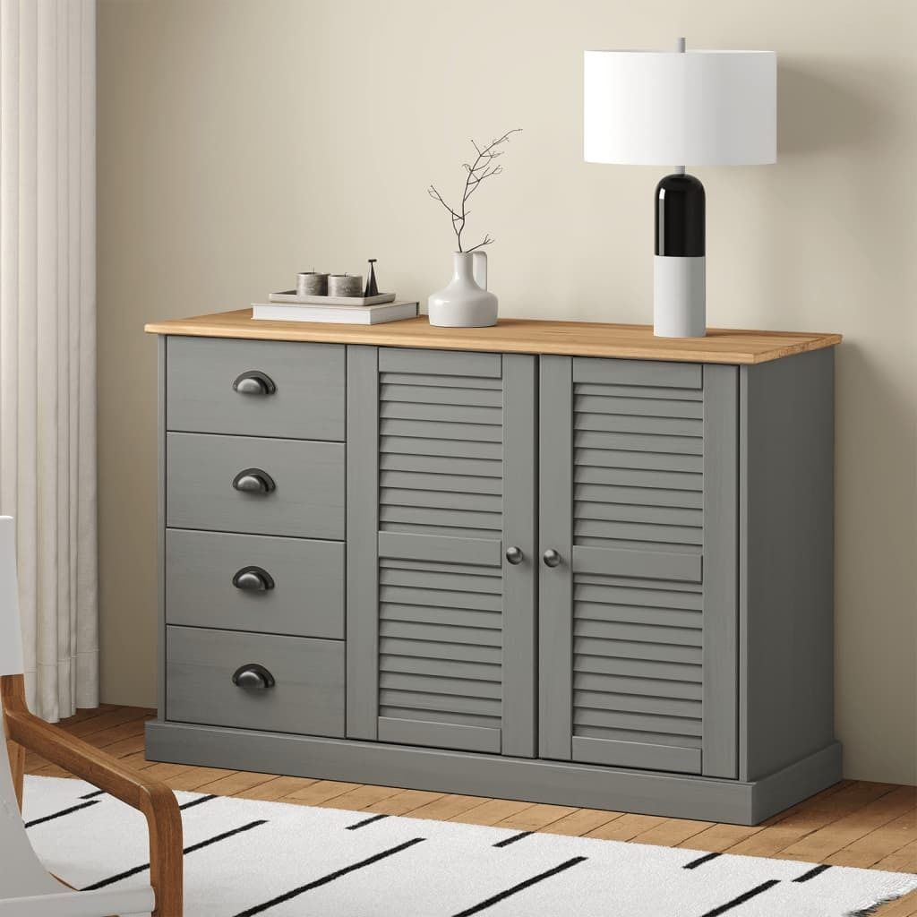 vidaXL Sideboard avec tiroirs VIGO 113x40x75 cm Pin massif Image du produit 