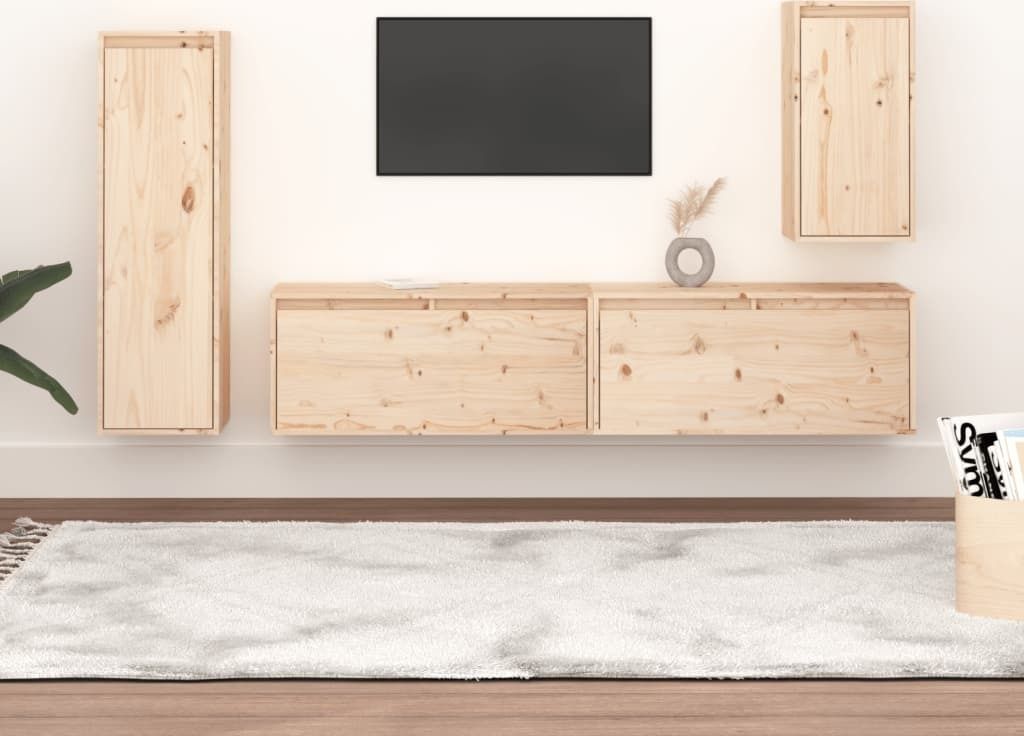 The Living Store TV-Schränke 4 Stk. Massivholz Kiefer