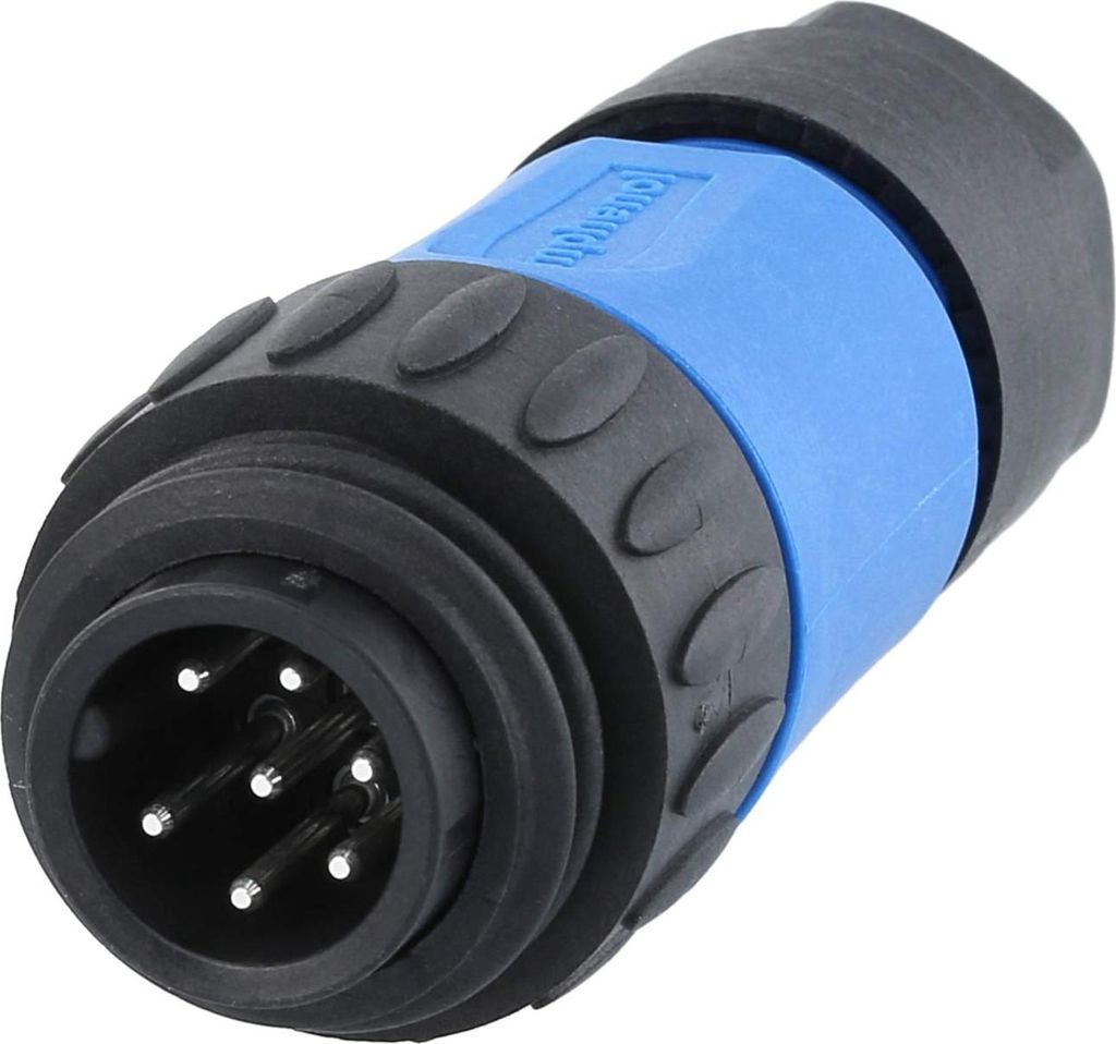 Amphenol RD24-KSG Kabelsteckverbinder gerade Stift Lötanschluss, Polzahl 6+PE Kabelabgang gerade, Klemmbereich 6,0mm -