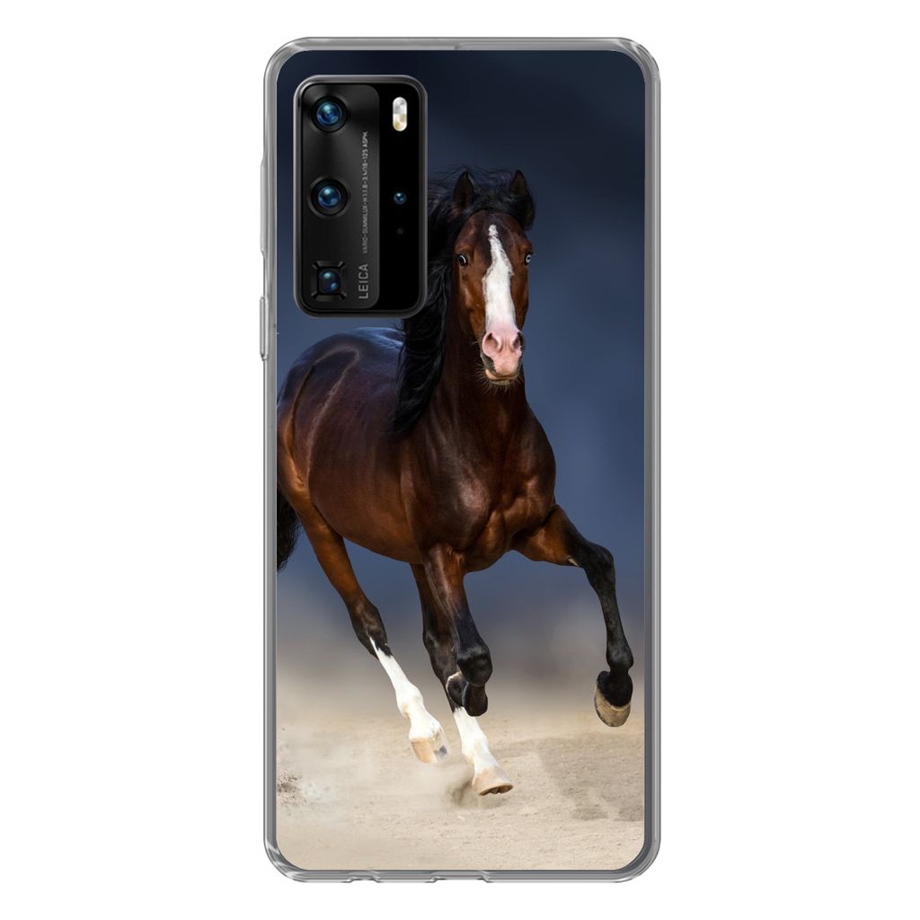 MuchoWow Handyhülle Schutzhülle Hülle für Huawei P40 Pro Pferde - Tiere - Sand Silikon Softcase Handy Hülle - Schutz