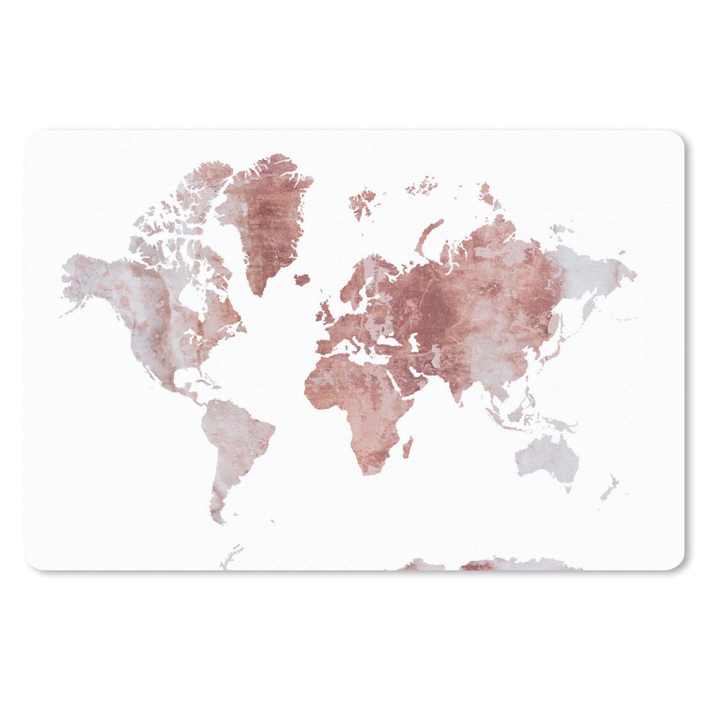 MuchoWow Schreibtischunterlage Weltkarte - Marmor - Rot 60x40 cm - XXL Mauspad - Großes Mauspad