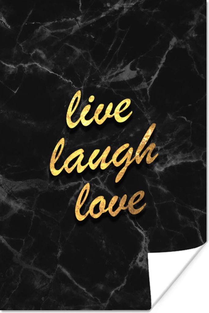 MuchoWow Poster Zitat - Leben - Liebe - Gold - Marmor 40x60 cm - Plakate für die Wand - Poster Babyzimmer