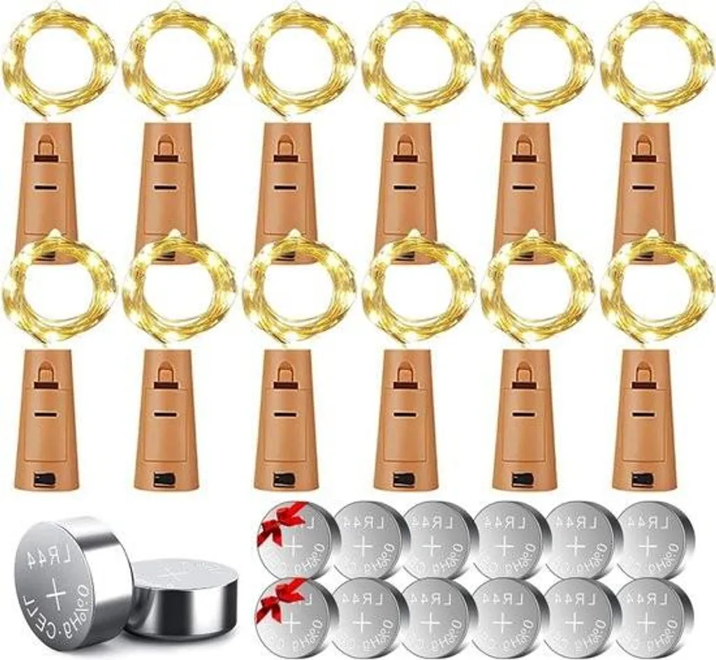 Décoration de Noël DIY : Guirlande bouteille LED blanc chaud lot de 12