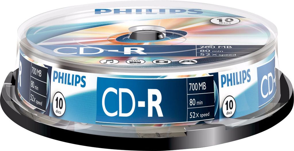 Philips CD-Rohlinge, 80Min, 700MB, Speed 52x, Spindel 10 Produktbild 