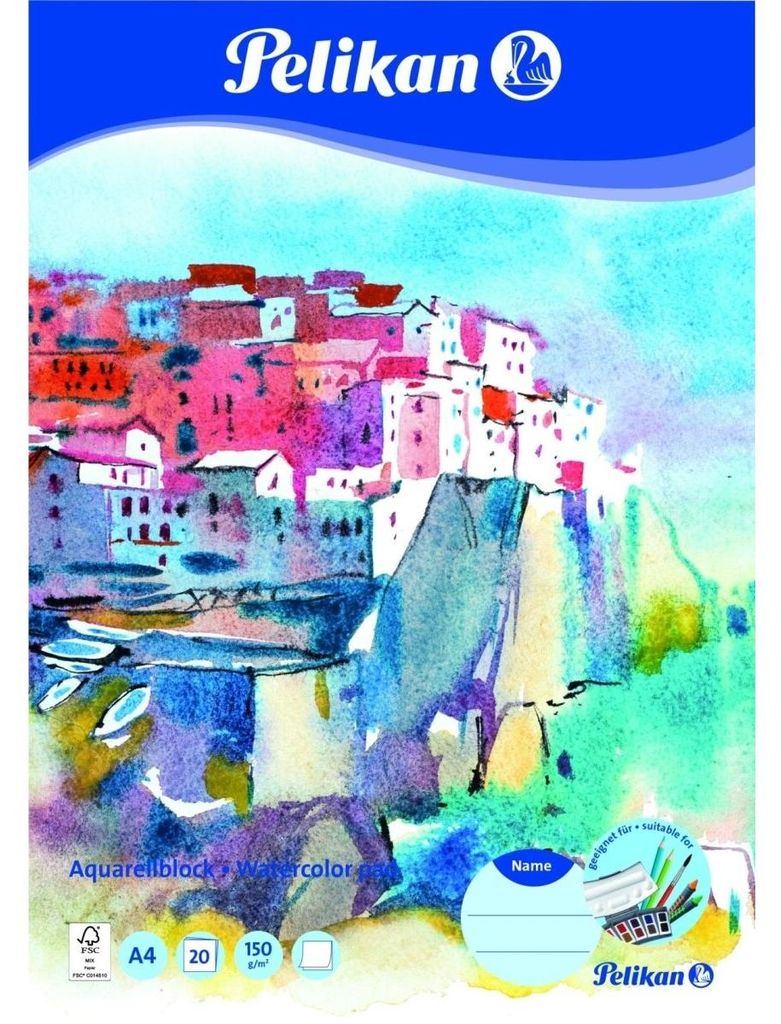 Pelikan Aquarellblock A4, Kunstdruckpapierblock, 150 g/m², Produktbild 