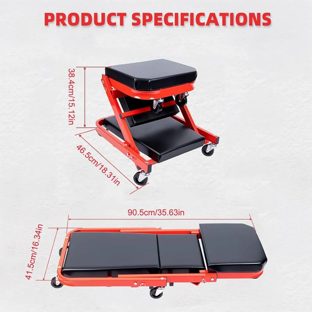 Planche de Visite Rouge Modèle Pliable avec Cadre Robuste Renforcé