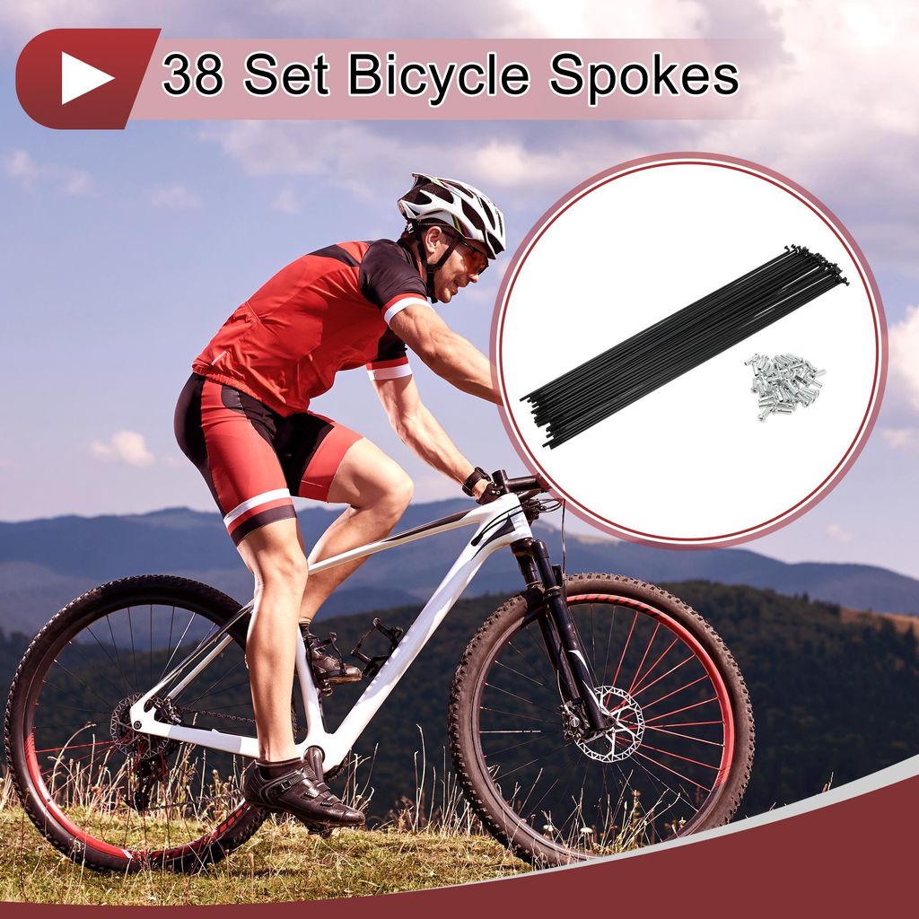 38 Satz 13G Fahrradspeichen 288mm Fahrradradspeichen Kohlenstoffstahl Schwarz