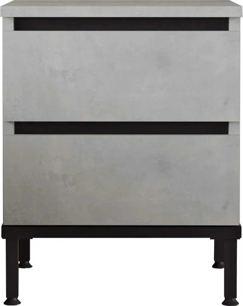 Table de nuit pour chambre à coucher, rangement 2 tiroirs gris et noir