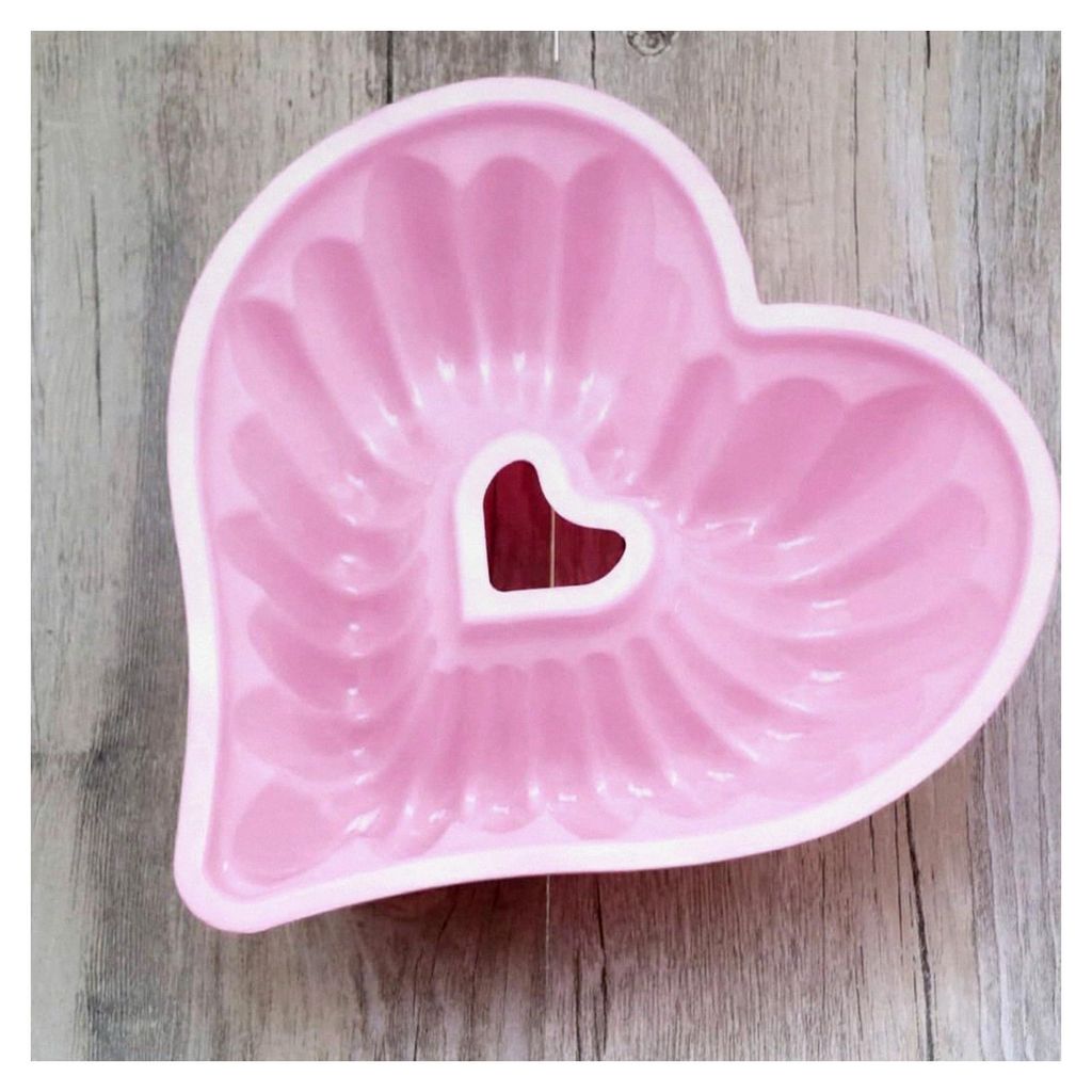 XXL Herzbackform aus Silikon (Rosa) für Kuchen, 30 cm