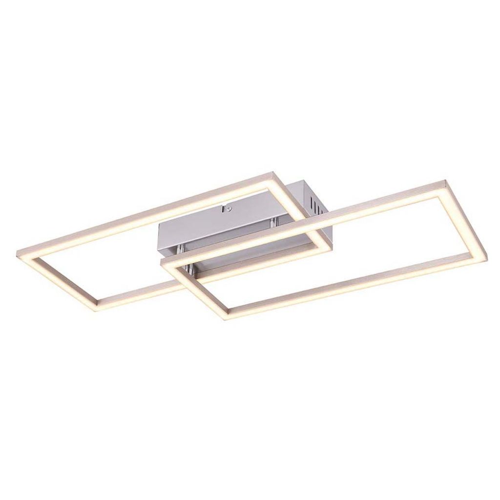 LED Deckenleuchte, nickel-matt, Opal, weiß, rechteckig