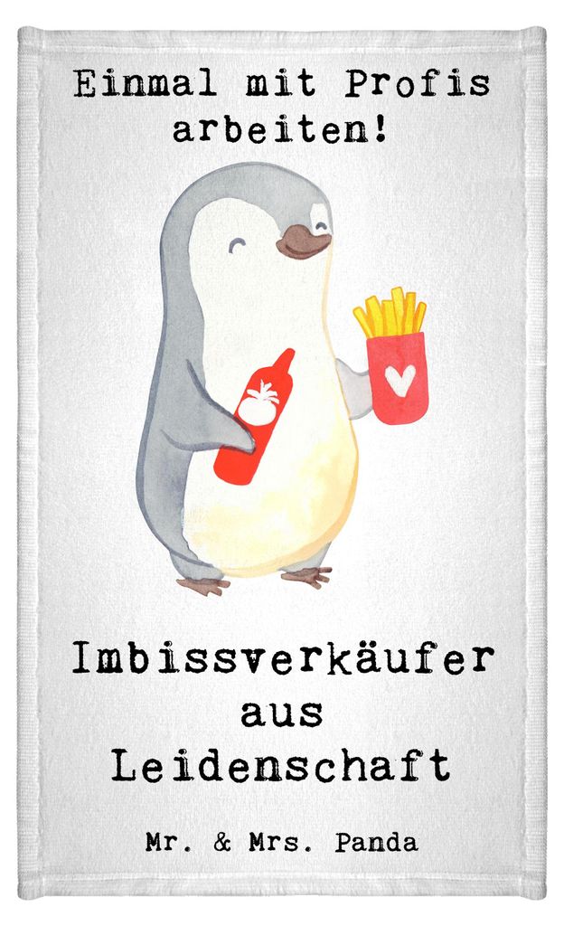 Mr. & Mrs. Panda Handtuch Imbissverkäufer Leidenschaft - Weiß - Geschenk, Witzig, Gästehandtuch Bunt, Klein, Spruch, Pommesliebe, gäste wc, Min...