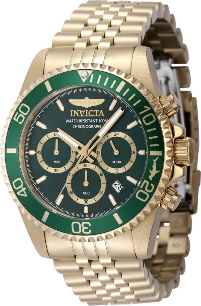 Invicta Pro Diver 48383 Herren uhr - Wasserdicht - Analog - Quarzuhrwerk - Edelstahl mit grünen zifferblat - 43mm