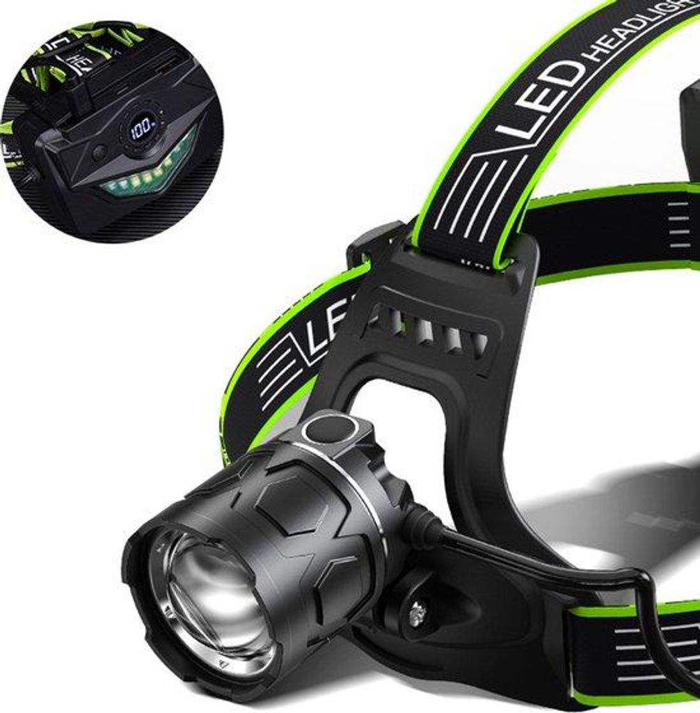 USB-oplaadbare, krachtige hoofdlamp, voor avonturen en nachtvisserij, superhelder, hoofdband, 30W