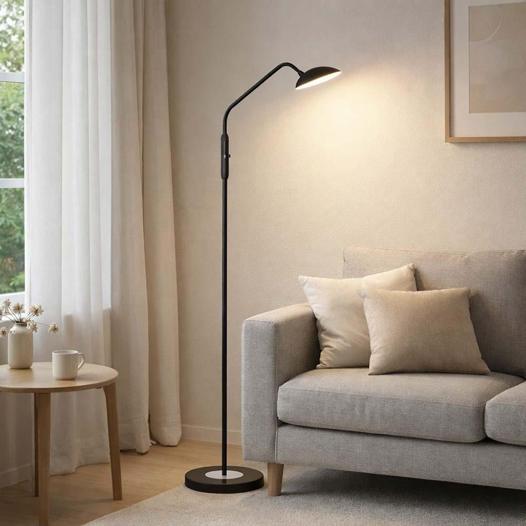 Fischer & Honsel Tallri LED Stehleuchte 7,5W Tunable white steuerbar dimmbar Glas teilsatiniert sandschwarz 40485