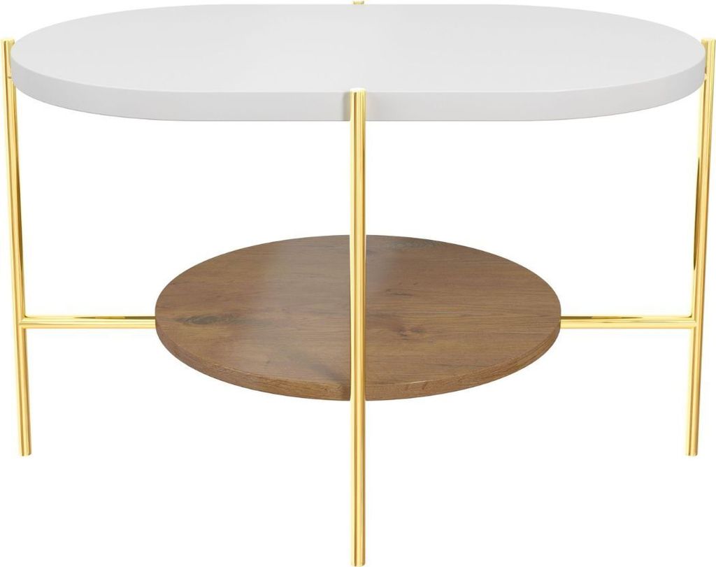 Arena Moderner Couchtisch mit 2 Ablagen / Oval + Rund / 80 Produktbild 