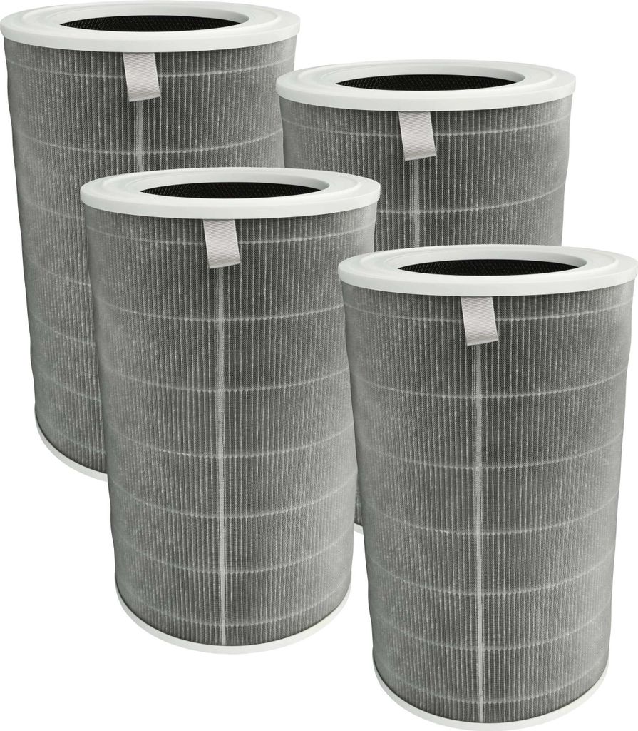 vhbw 4x Aktivkohlefilter kompatibel mit Xiaomi Smart Air Purifier 4 Pro Luftreiniger - H12 Luftfilter Grau Weiß