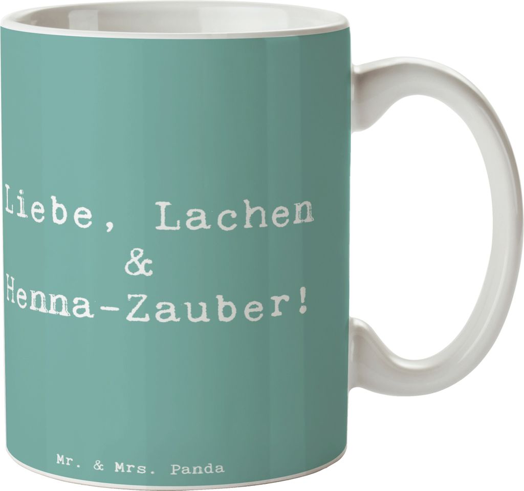 Mr. & Mrs. Panda Tasse Spruch Henna-Abend Magie - Meeresbrise - Geschenk, Keramiktasse, Becher, Geschenke, Kaffeebecher, Teebecher, Rituale, Teetas...