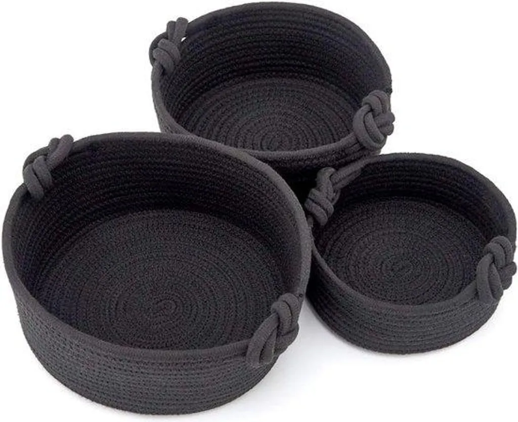 Paniers à linge noirs compacts et empilables - Set de 3 bacs de tri DIY