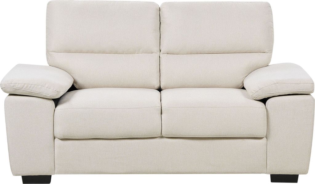 BELIANI 2-Sitzer Sofa Hellbeige Stoffbezug Breite Armlehnen Dicke Sitzkissen Modern Gemütlich Wohnzimmer Büro Sitzmöbel Couch Zweisitzer Polster...