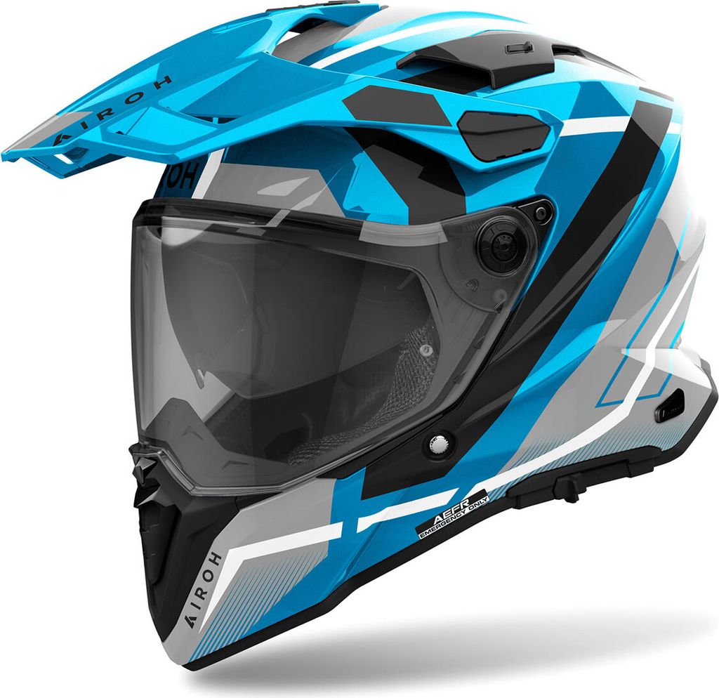 Enduro Helm AIROH Commander 2 Mavick Schwarzer, Himmelblauer Glanz größe XXXL