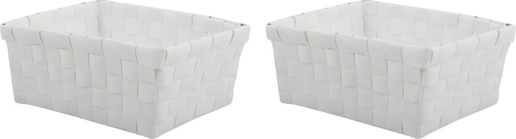 MSV Aufbewahrungskörbchen 19x14x8 cm Weiss 2er Set