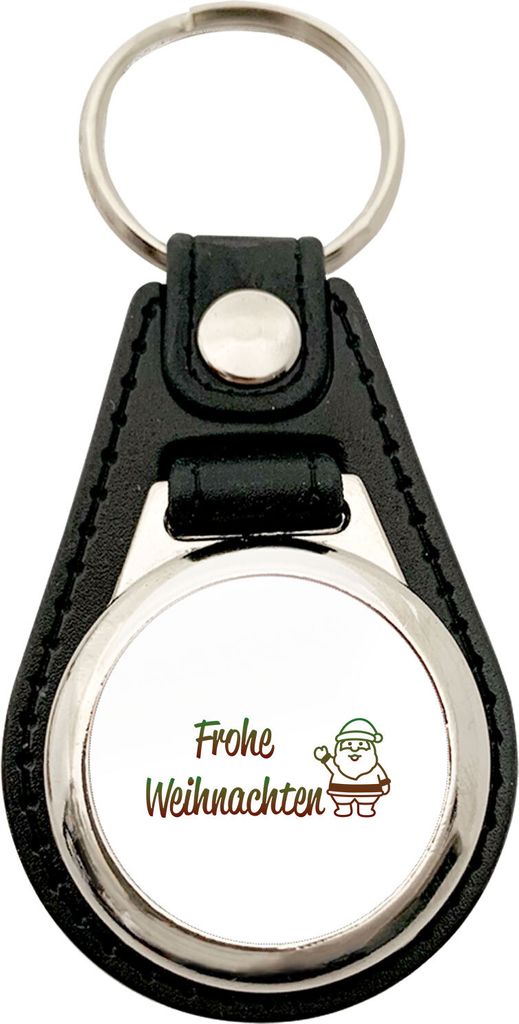 Huuraa Anhänger Frohe Weihnachten Weihnachtsmann Geschenk Metall mit Kunstleder Einkaufswagenlöser Frohe Weihnachten Präsent