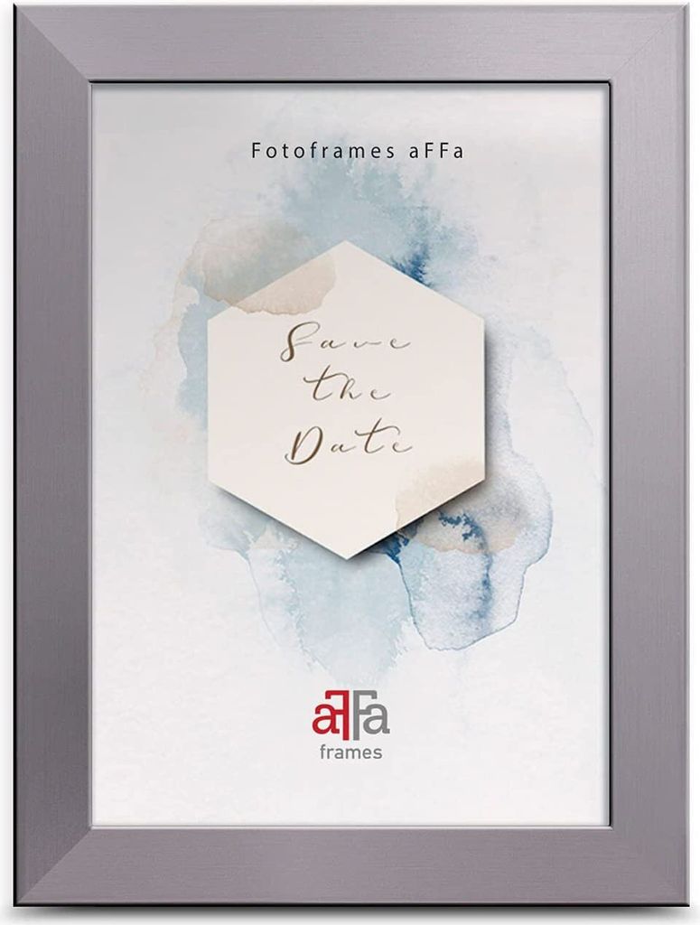 aFFa frames, Hekla, Bilderrahmen aus MDF, Fotorahmen, Wechselrahmen, Rechteckig, mit Acrylglasfront, Silber, 9x13 cm