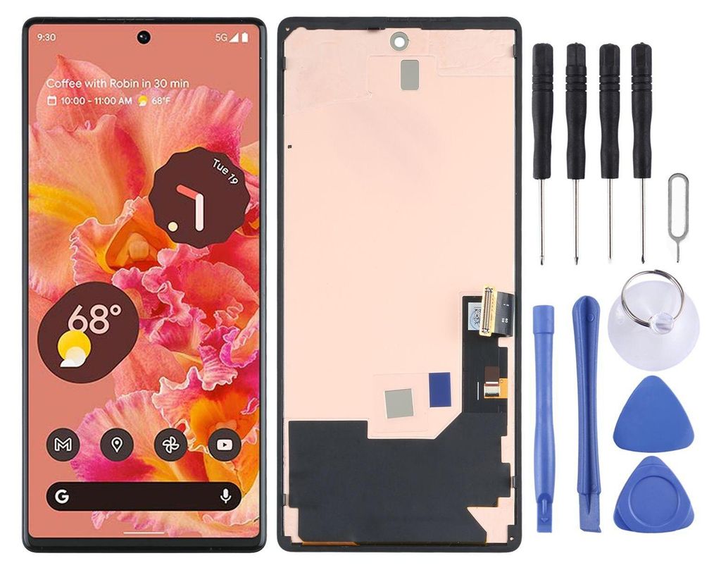 OLED per Google Pixel 6 Pro GLUOG, G8VOU Display LCD Touch Screen di ricambio | Display LCD da 6,7 '' | Nero con cornice | Strumenti inclusi