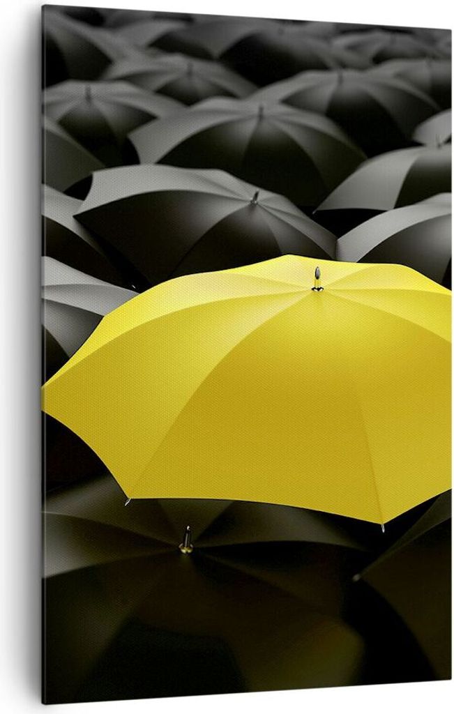 Bild auf Leinwand - Leinwandbild - Einteilig - Regenschirme Regen Wetter - 80x120cm - Wand Bild - Wanddeko - Wandbilder - Leinwanddruck - Wanddekor...