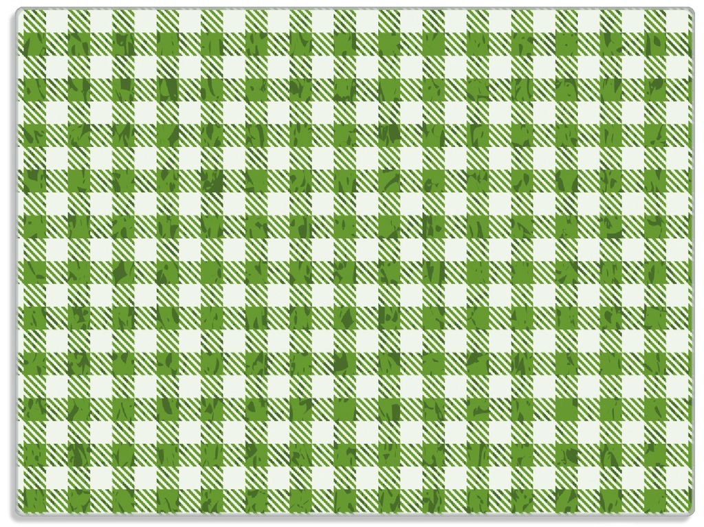 Wallario Glasunterlage, Schneidebrett aus Glas, Größe 30 x 40 cm, Motiv Muster einer Tischdecke in grün und weiß kariert