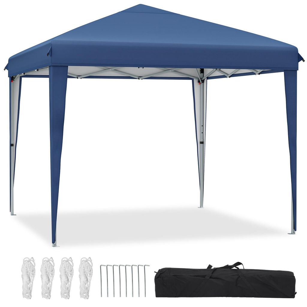 Balconera 3x3m Pop Up Pavillion, UV-Schutz 50+ Wasserdicht Gartenzelt Gartenpavillon mit Aufbewahrungstasche für Hochzeiten, Campin, Blau