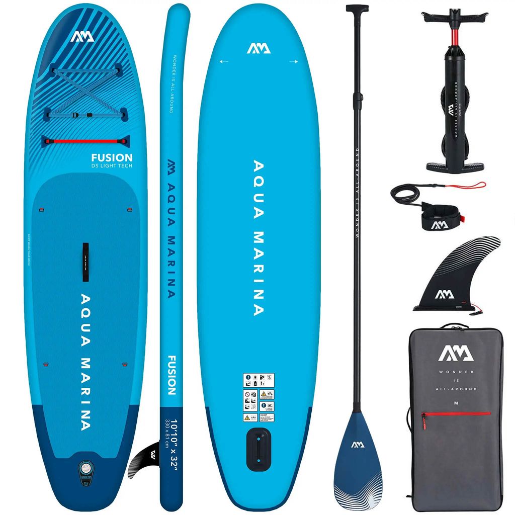 Aufblasbares SUP Aqua Marina Fusion 10'10" BLAU – 330 cm Paddle Board Set mit Carbon-Paddel