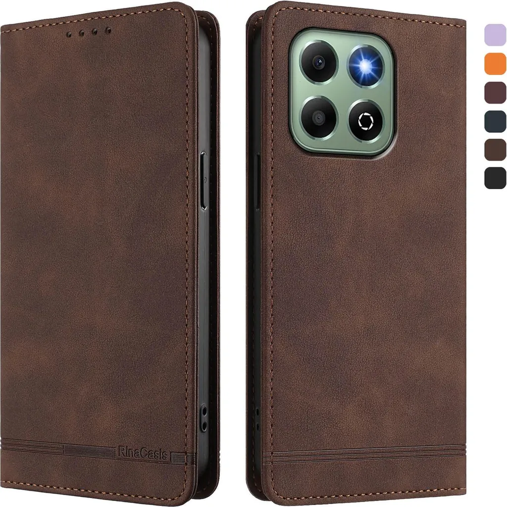 Custodia Honor X6B / X6A: Flip Case Marrone Pelle Sintetica e TPU