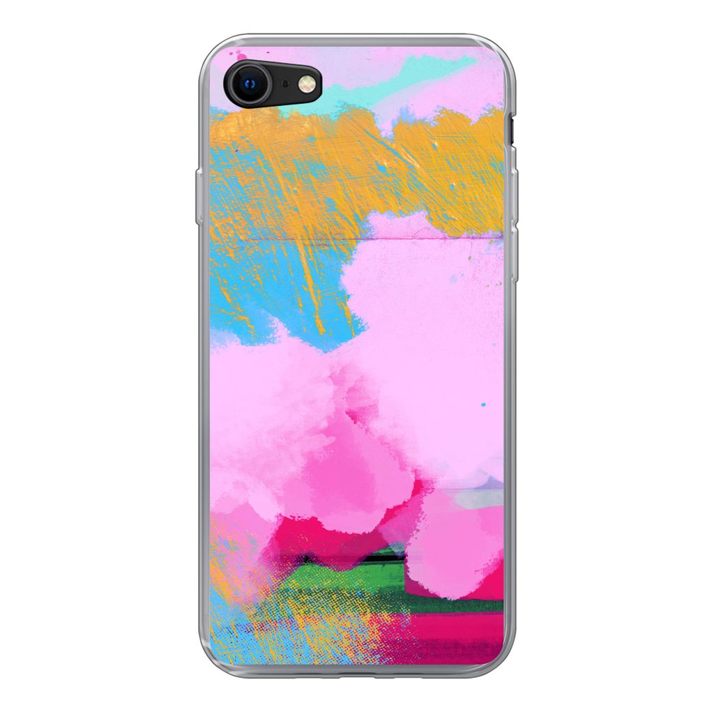 MuchoWow Handyhülle Schutzhülle Hülle für iPhone 7 Farbe - Regenbogen - Abstrakt Silikon Softcase Handy Hülle - Kartenhalter