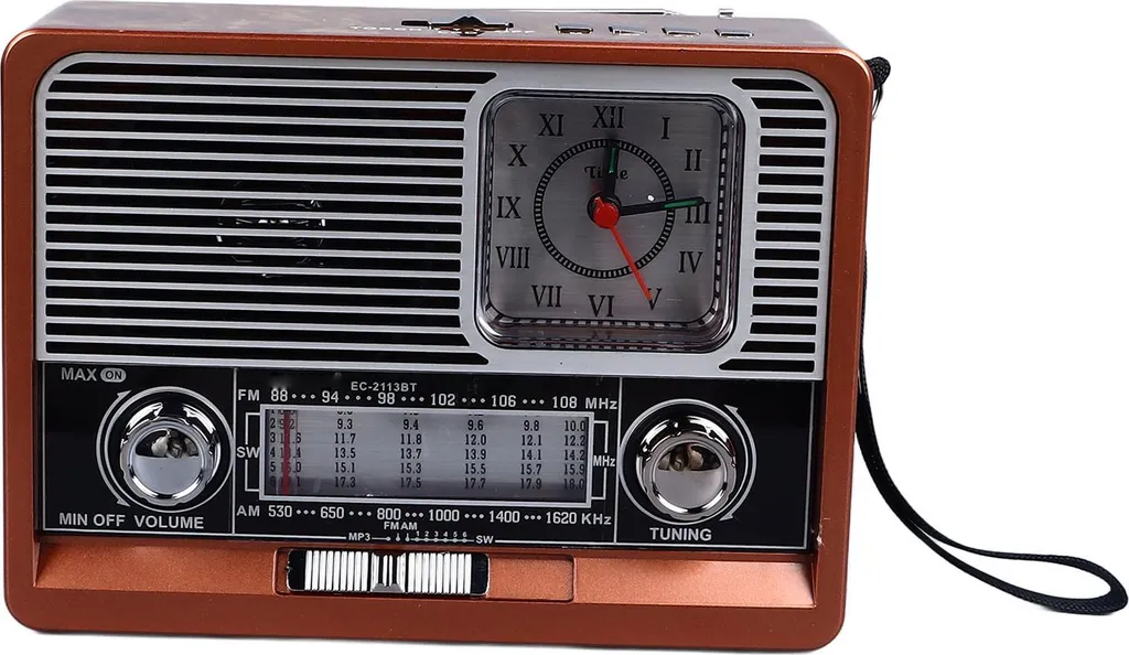 Radio vintage AM/FM/SW avec Bluetooth et horloge modèle Rétro-V1