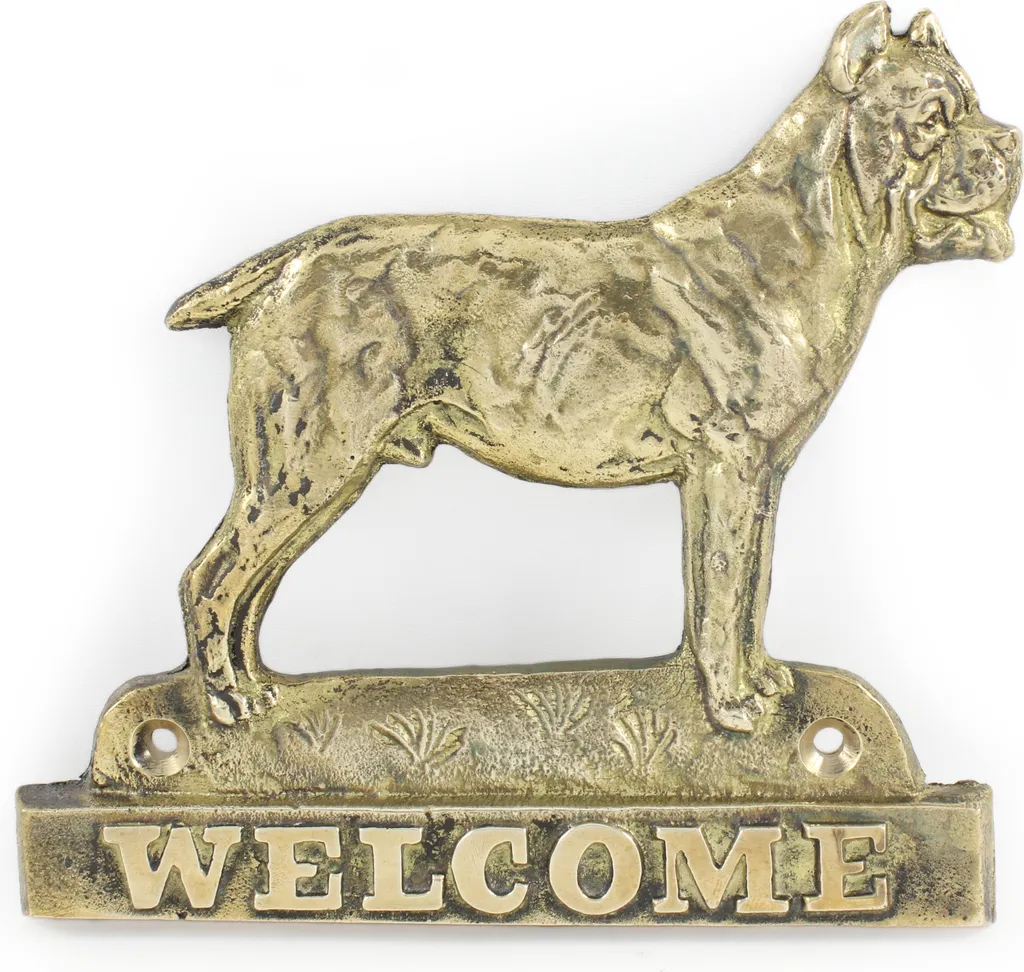 Targa Benvenuto Cane Corso Ottone Art-Dog - Targhetta Porta Casa