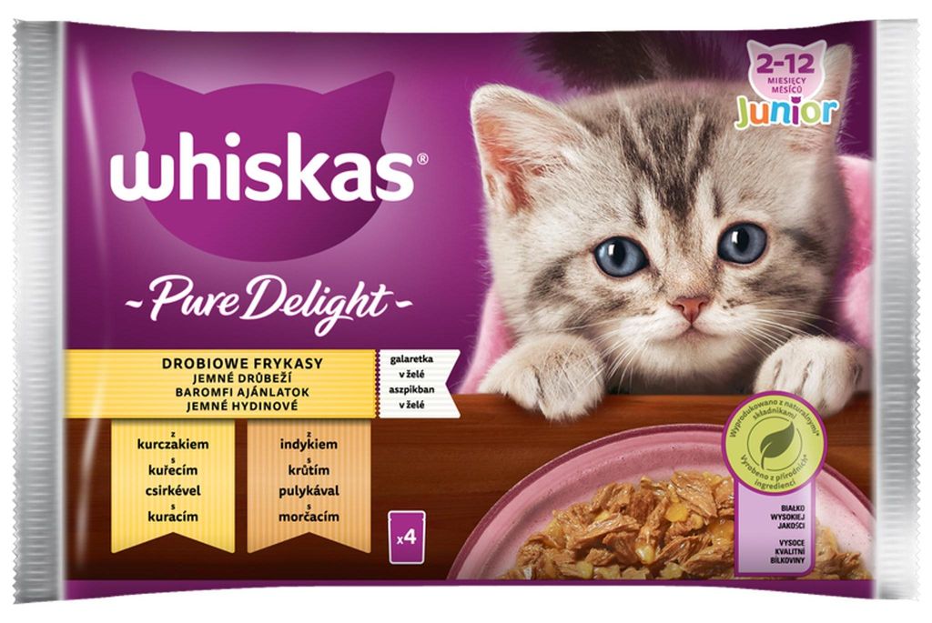 Whiskas Pure Delight Junior Natvoer voor Kittens, Kip, Productafbeelding 
