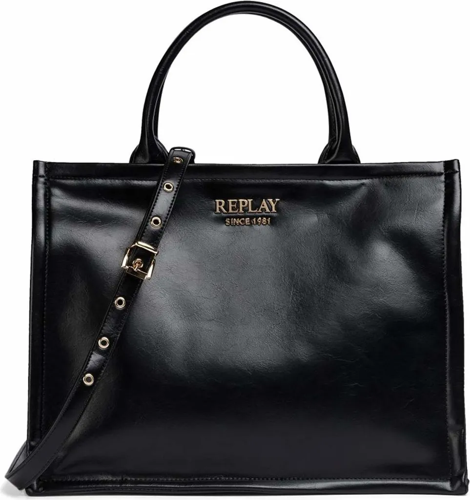 REPLAY Borsa Nera a Tracolla - Shoulder Bag Compatta e Resistente Originale