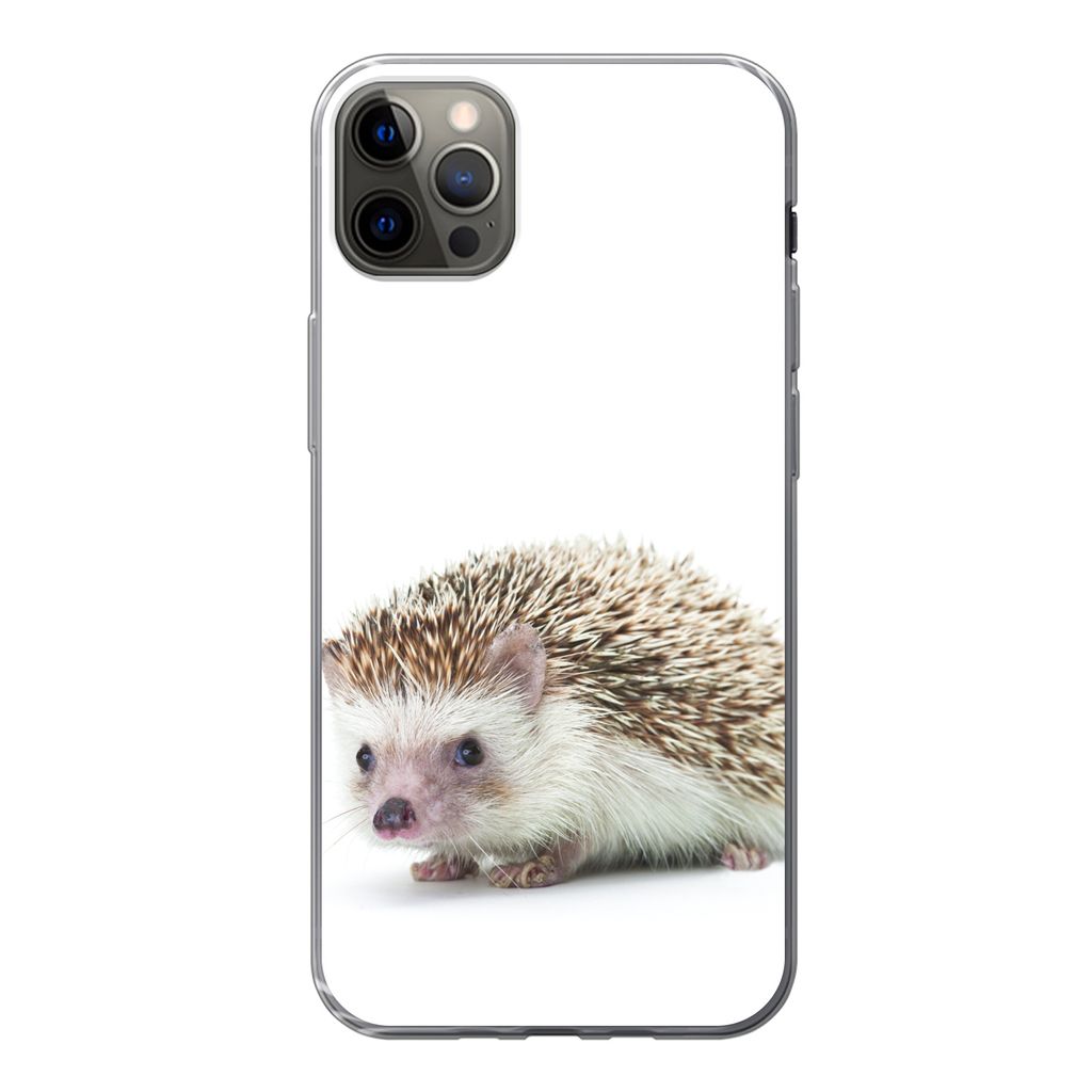 MuchoWow Handyhülle Schutzhülle Hülle für iPhone 13 Pro Max Igel - Tiere - Weiß Silikon Softcase Handy Hülle - Mobiltelefon