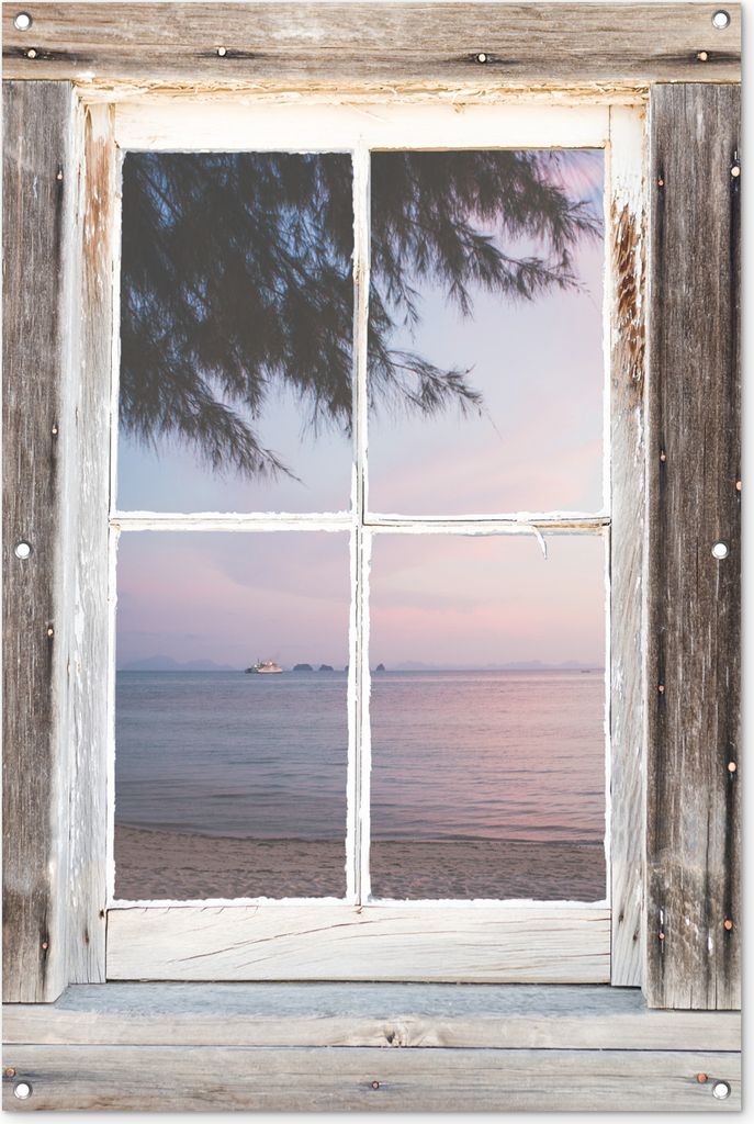 MuchoWow 80x120 cm Outdoor-Poster Gartendeko Sichtschutz Garten Poster für den Garten Aussicht - Strand - Meer