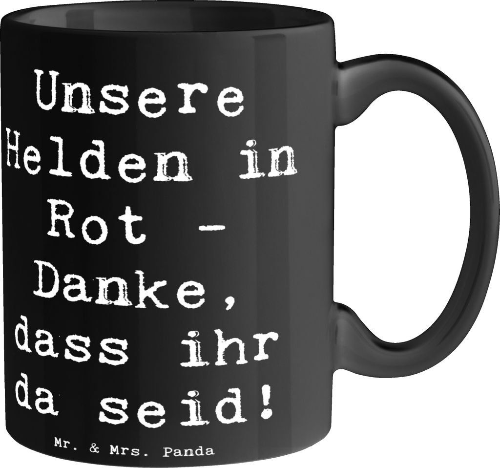 Mr. & Mrs. Panda Kaffeepott Spruch Feuerwehrmann Helden - Schwarz - Geschenk, mutige Feuerwehrleute, Aufmerksamkeit, Teepott, mutig, Tasse, Kaffeeb...