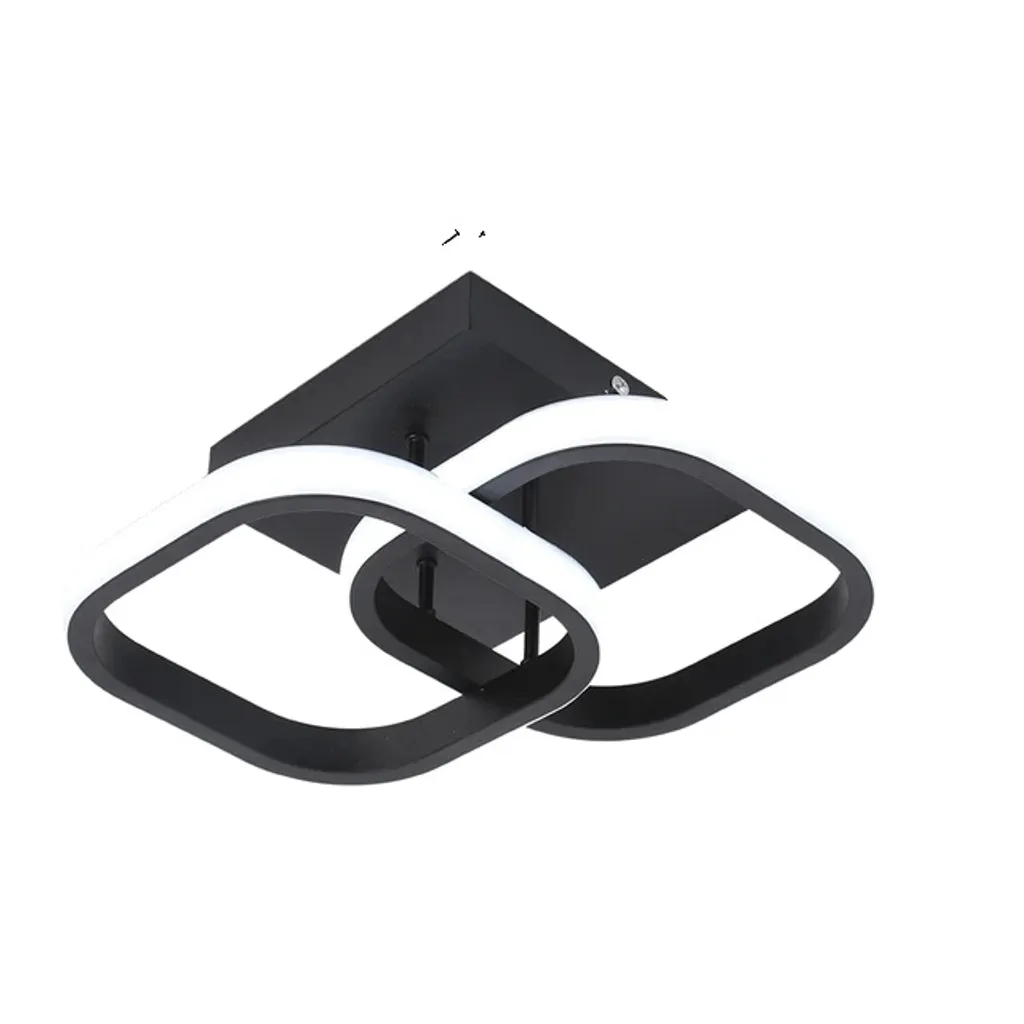Luminaire acrylique design noir C suspendu avec lumière blanc froid