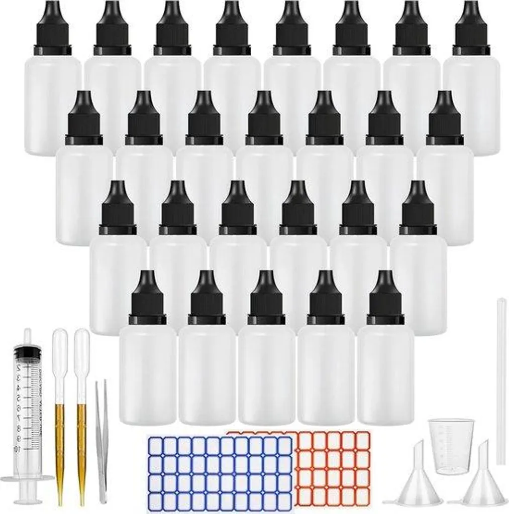 Set de 26 Flacons Pipettes 30 ml pour E-liquide, Huile et DIY Créatif
